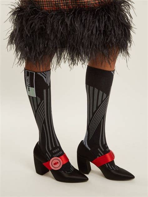 prada knee high sheer socks|Prada ribbed socks.